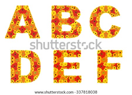 set of flower symbols alphabet