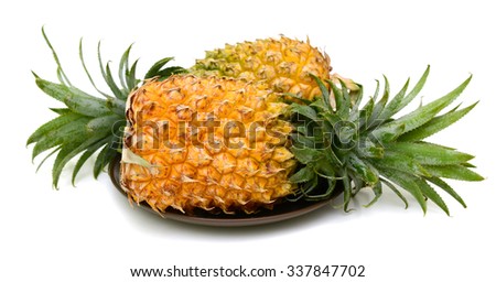 ripe pineapple fruits on white background