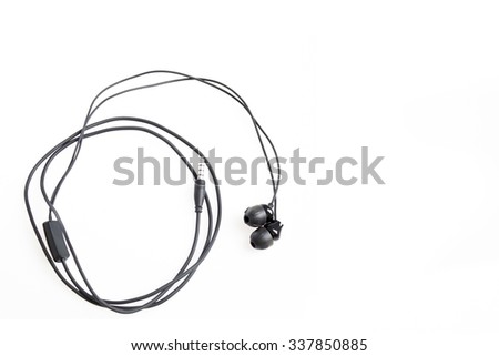 Simple Black Twisted Headphones On White Background