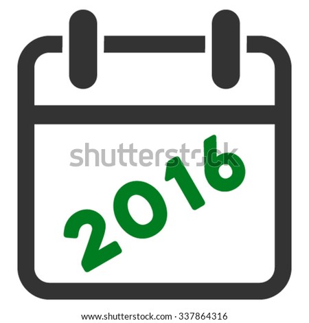 2016 Syllabus vector icon. Style is bicolor flat symbol, green and gray colors, rounded angles, white background.