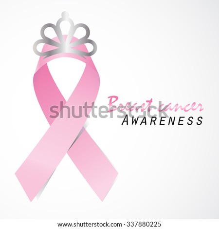 Pink ribbon for breast cancer campaign. white background.