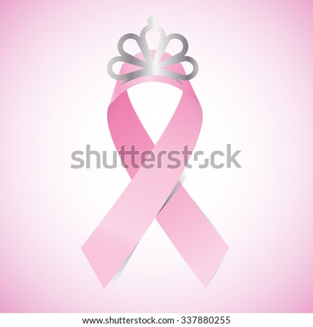 Pink ribbon with queen crown for brest cancer awareness.
