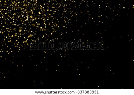 Gold glitter texture on a black background. Holiday background. Golden explosion of confetti. Golden grainy abstract  texture on a black  background. Design element. Vector illustration,eps 10. Royalty-Free Stock Photo #337883831