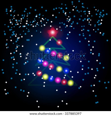 Christmas tree from light vector background. eps10