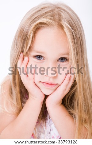 Beautiful little girl with long blonde hair