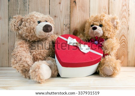 Couple toy bears with love valentine concept