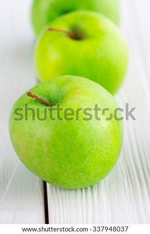 Green Apples On White Table