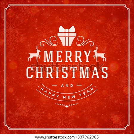 Christmas greeting card lights and snowflakes vector background. Merry Christmas holidays wish message typography design and decorations. Vector illustration.