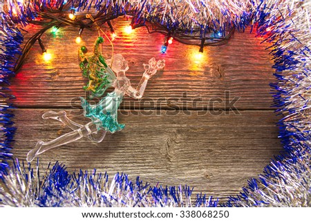 Christmas ornaments, garlands, glowing lights and festive mood