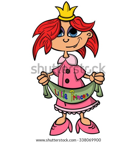 Funny little princess isolated on a white background. Vector illustration.
