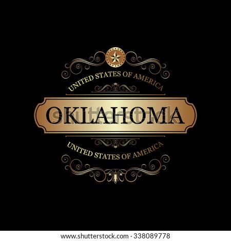 Oklahoma USA State.Vintage frame.