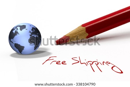 Red pencil with globe - Free Shipping