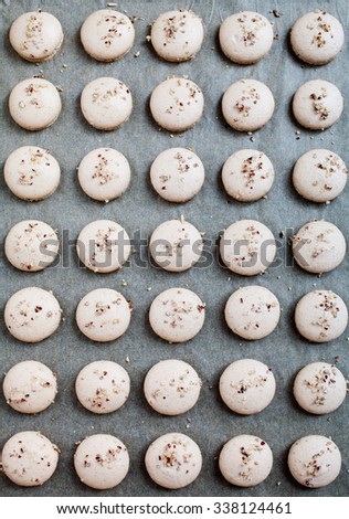 Baking macaroons with nuts and chocolate