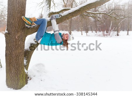 Winter woman have fun outdoors