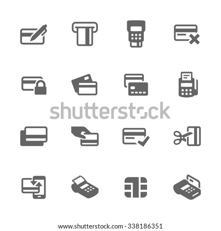 Simple Set of Credit Cards Related Vector Icons. Contains such icons as payment, chip, security, transactions and more. Modern vector pictogram collection. Royalty-Free Stock Photo #338186351