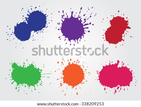 Colorful paint splatters.Paint splashes set.Vector template.