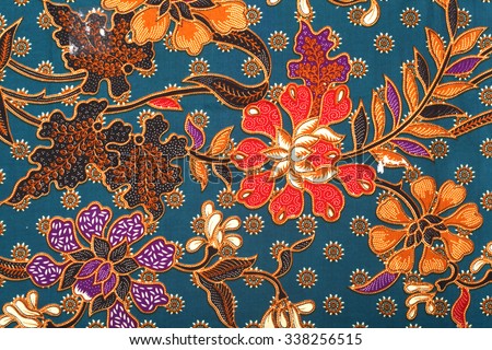 The beautiful of art Malaysian and Indonesian Batik Pattern Royalty-Free Stock Photo #338256515
