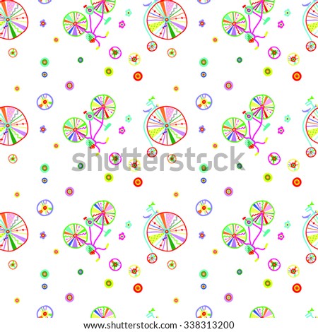 Seamless pattern bicycles vector illustration