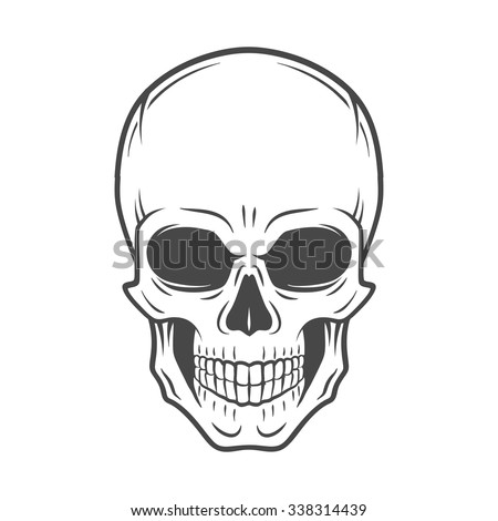 Human evil skull vector. Jolly Roger logo template. death t-shirt design. Pirate insignia concept. Poison icon illustration.