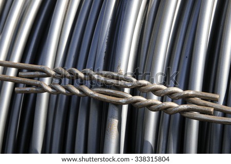 steel bar at the construction site, closeup of photo