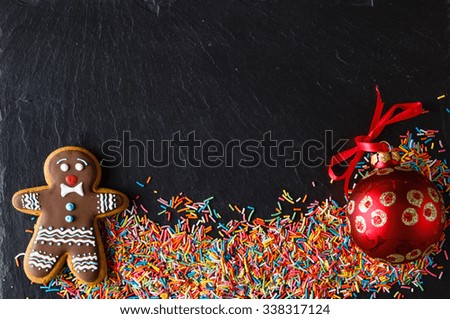 New year invitation card with gingerbread man