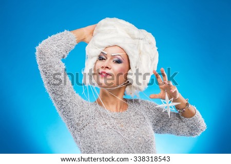 Woman in white wig