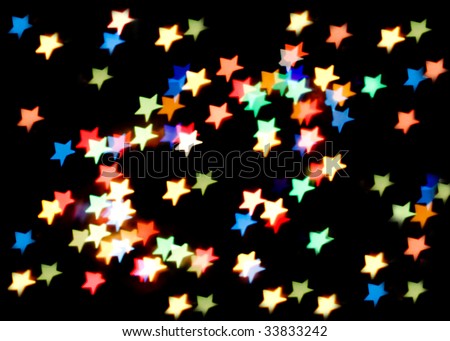 Colorful bokeh star-shaped christmas lights