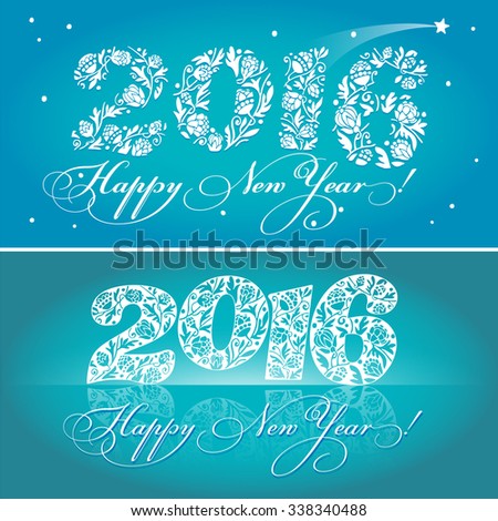 Happy New Year greeting card. Vector.