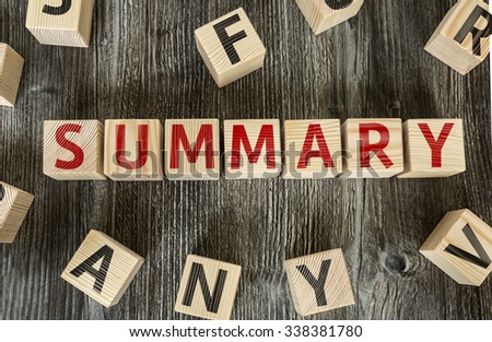 Wooden Blocks with the text: Summary Royalty-Free Stock Photo #338381780