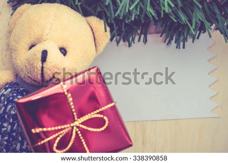 Christmas card with teddy bear. Merry Christmas and a happy New year