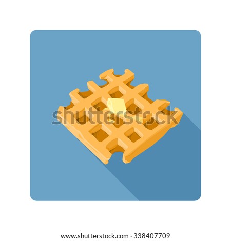 A vector illustration of waffle with butter food.
Hot waffle icon illustration.
Waffles, with melting butter - Flat Icon.
