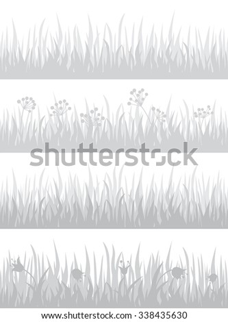 Set of four different grass backgrounds. Vector illustration for your graphic design.