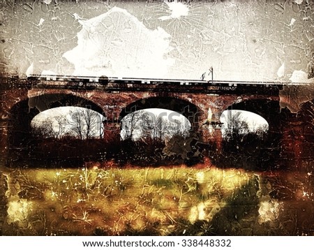 View of Brent meadow and Wharncliffe viaduct, Hanwell, London Borough Of Ealing, West London, England, United Kingdom, Europe