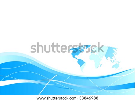 Business card template - global concept in blue; clip-art