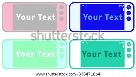 Mobile phone smartphone. Iphon mockups with blank screen  on white background. Vector illustration. For printing and web element, game and application mockup. Screen ,  background, four colors.