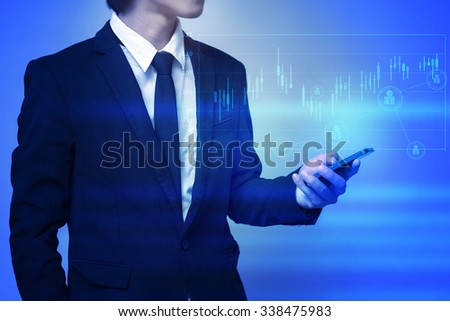 businessman use smart phone  with social network as concept