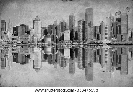photo grunge new york city over hudson river skyline