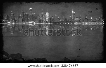 photo grunge new york cityscape skyline, usa