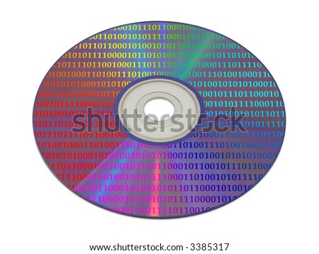 Bytes on computer compact disk, isolated on white background