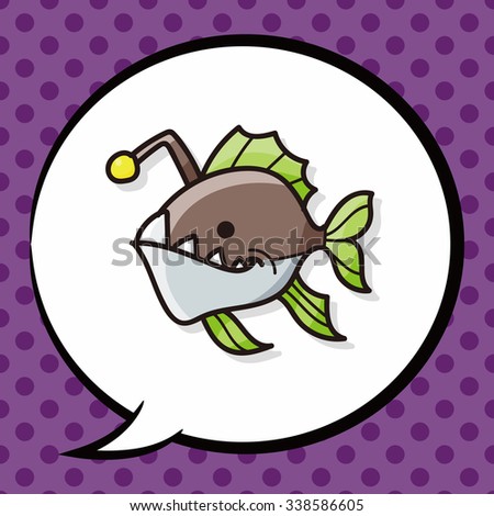 sea animal fish doodle, speech bubble