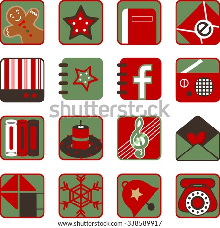 Icon set/Flat vector design elements for Christmas and winter.
