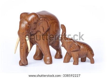 Wood craft elephant with white background