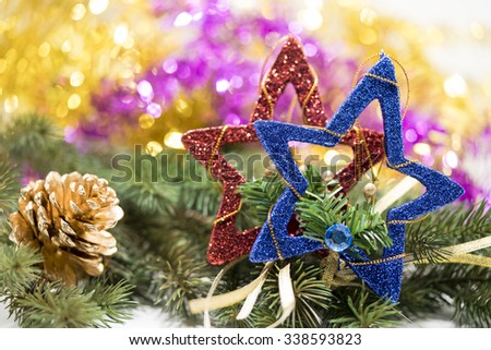 Christmas decoration on abstract background, selected focus