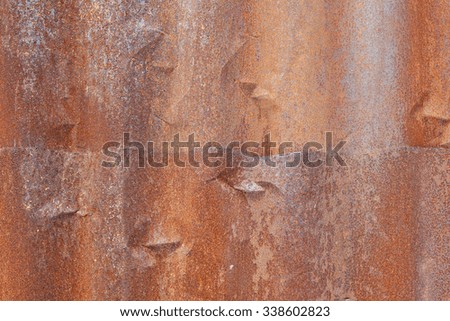 red rust on the steel wall texture 