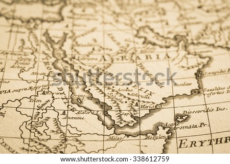 World map of the antique. Arabian Peninsula. Royalty-Free Stock Photo #338612759
