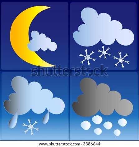Night winter weather icons set