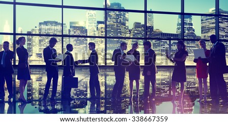 Silhouette Business Communication Greeting Handshake Concept