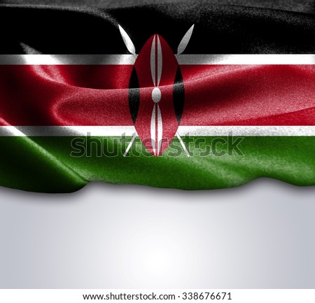 Kenya flag on smooth silk texture Space for Text