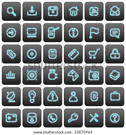 Buttons for web, media and shopping. Vector illustration.
