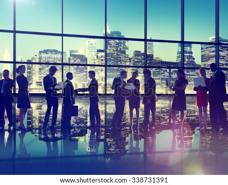 Silhouette Business Communication Greeting Handshake Concept